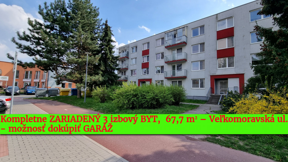 REZERVOVANÉ - Kompletne ZARIADENÝ 3 izbový BYT,  67,7 m² – Veľkomoravská ul.